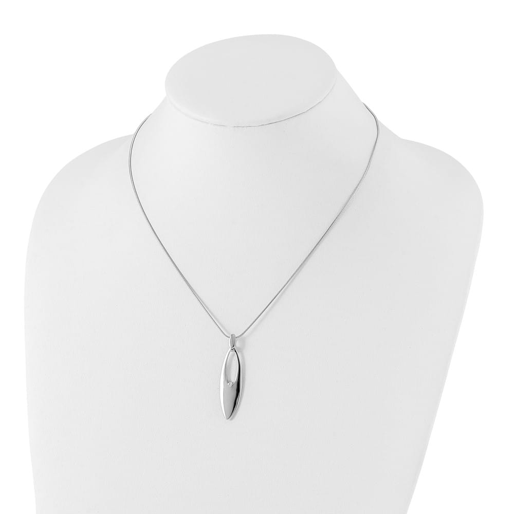 Sterling Silver White Ice Diamond 47x14 mm 20 inch Necklace