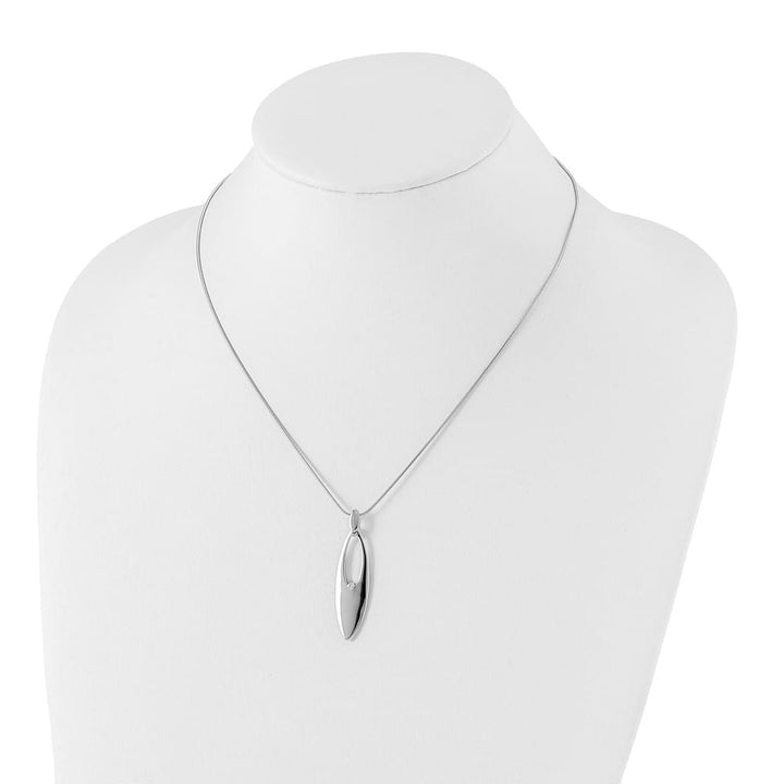 Sterling Silver White Ice Diamond 47x14 mm 20 inch Necklace