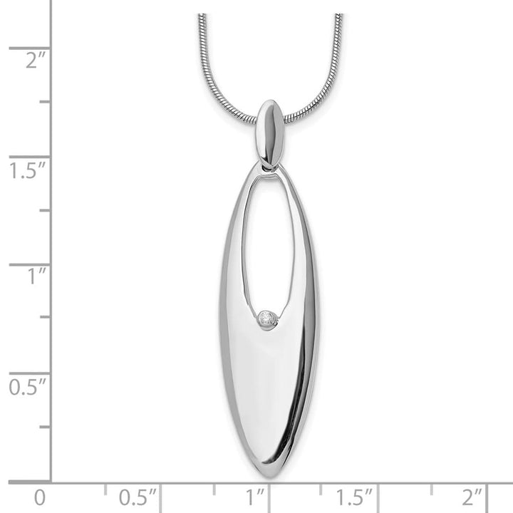 Sterling Silver White Ice Diamond 47x14 mm 20 inch Necklace