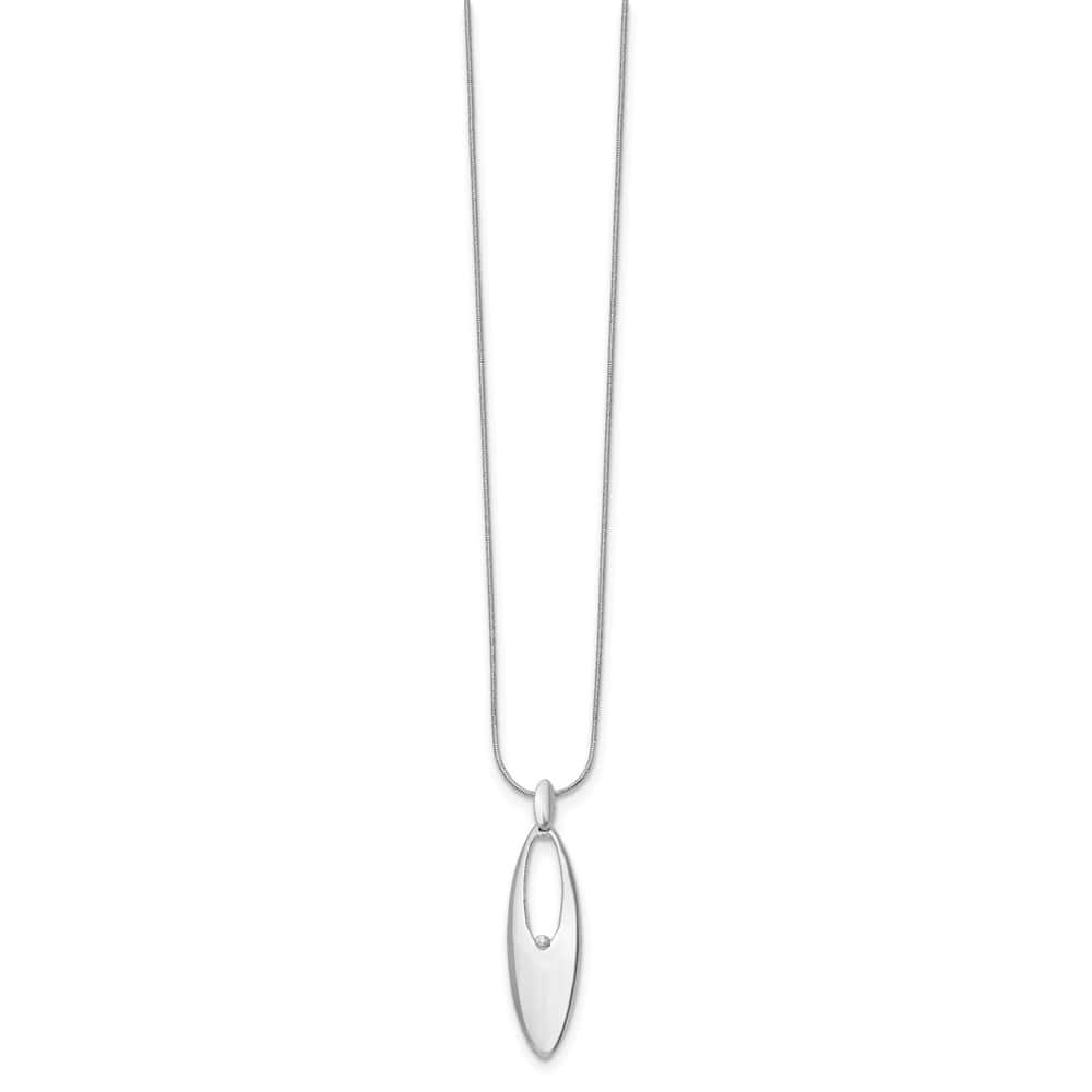 Sterling Silver White Ice Diamond 47x14 mm 20 inch Necklace