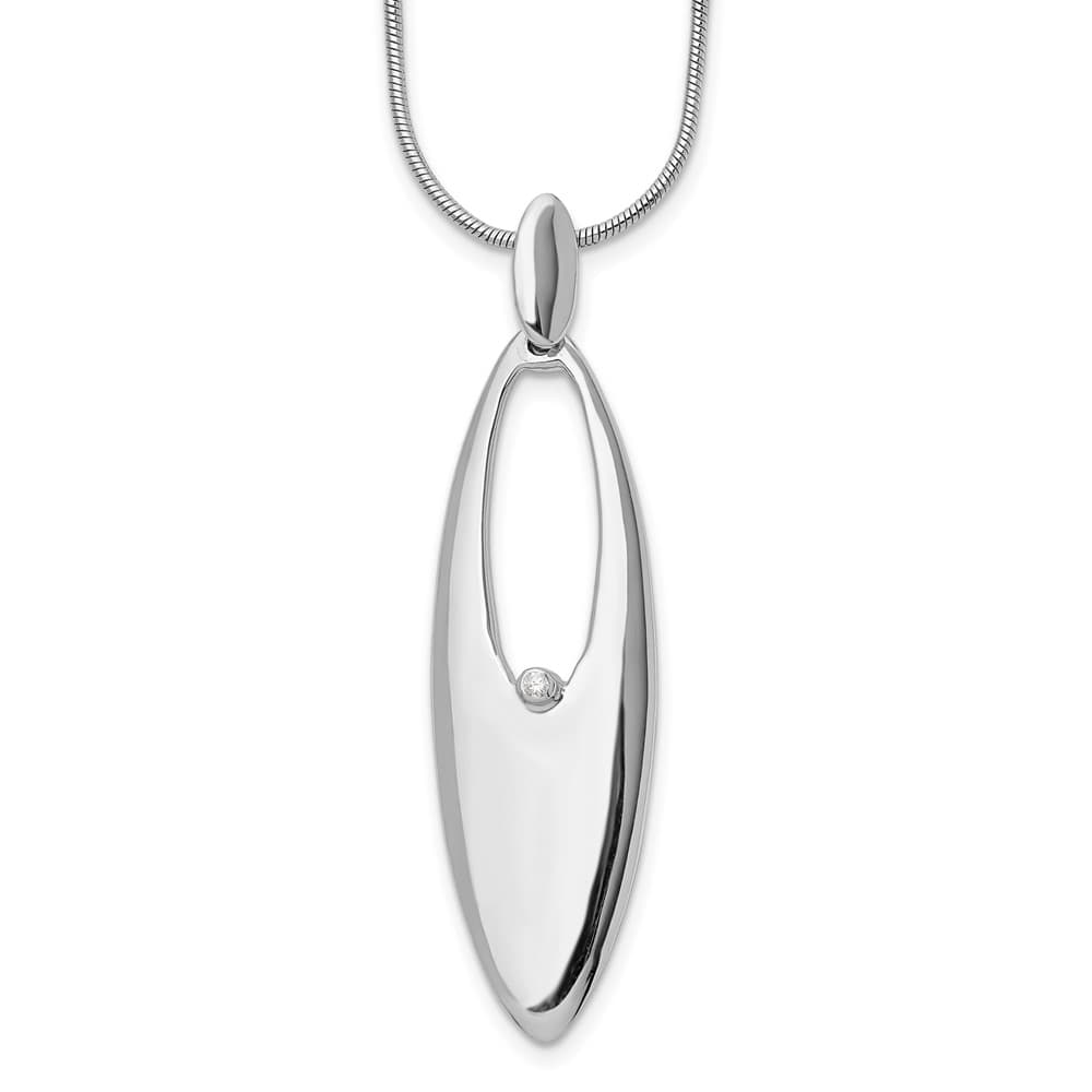 Sterling Silver White Ice Diamond 47x14 mm 20 inch Necklace