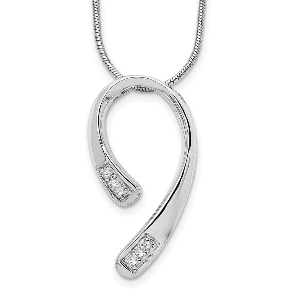 Sterling Silver White Ice Diamond 6 Stone Snake Chain 20 inch Necklace