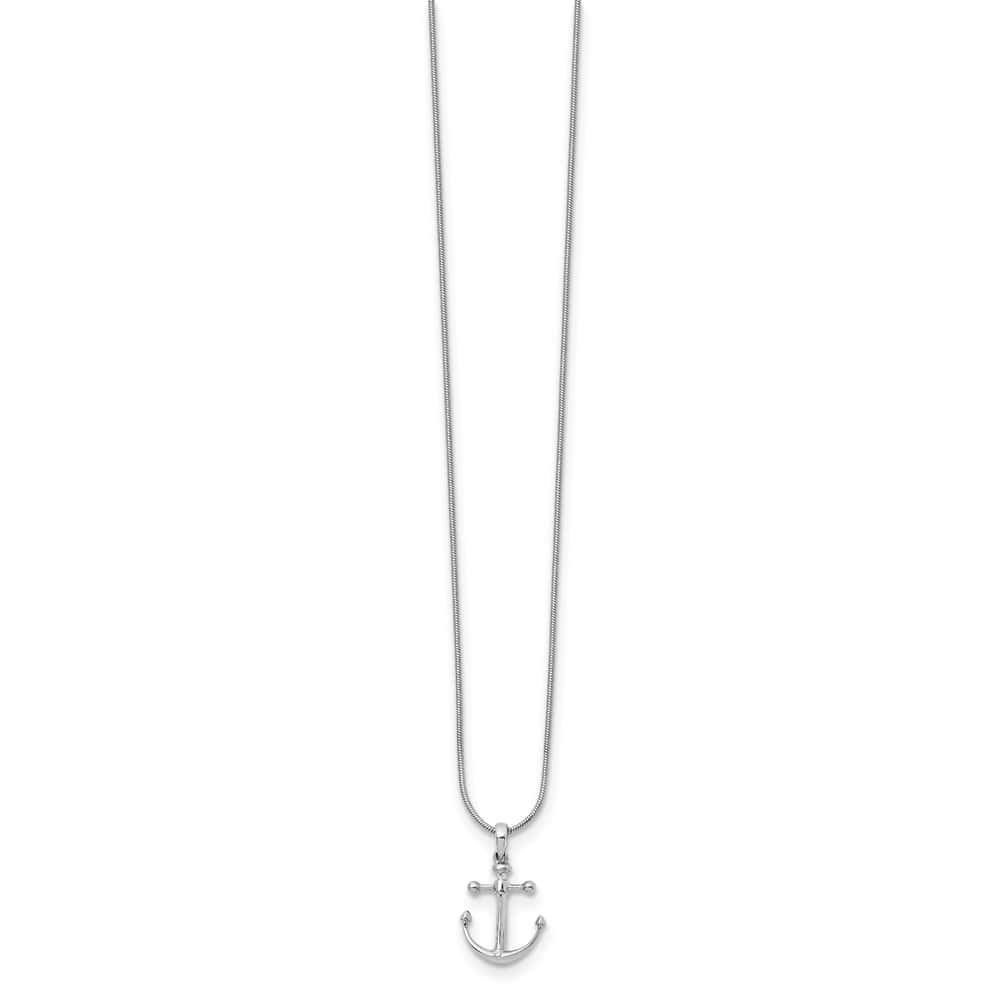Sterling Silver White Ice Diamond Anchor 20 inch Necklace