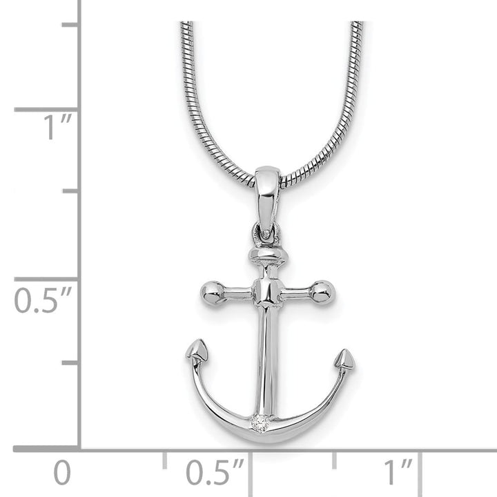 Sterling Silver White Ice Diamond Anchor 20 inch Necklace