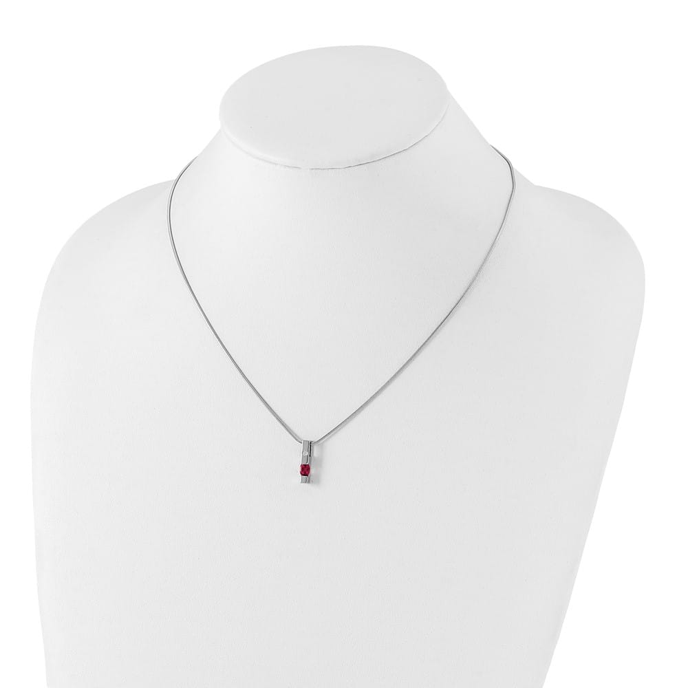 Sterling Silver White Ice Diamond and Pink Tourmaline 20 inch Necklace