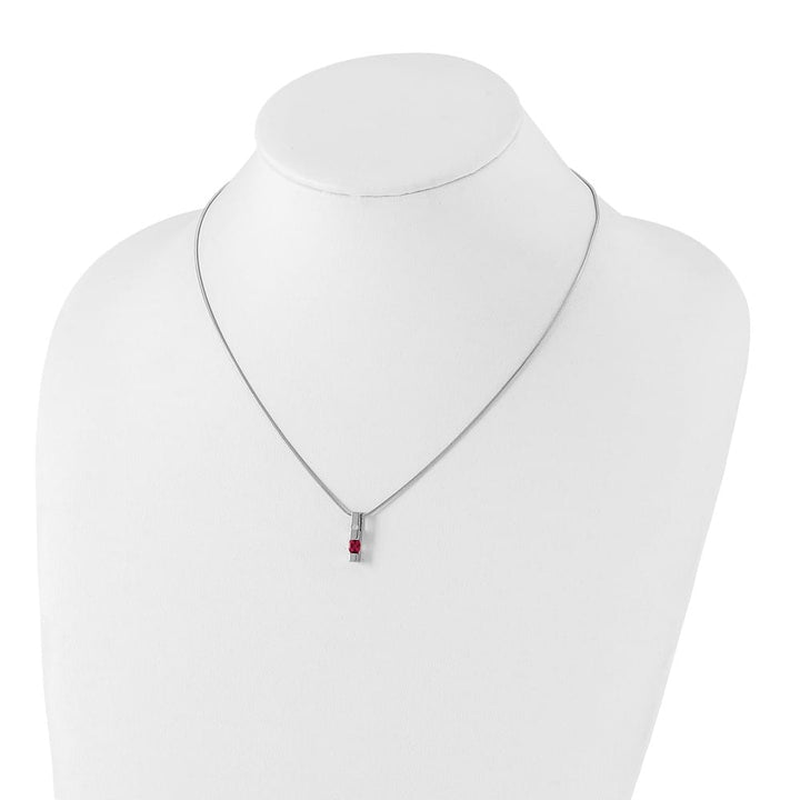 Sterling Silver White Ice Diamond and Pink Tourmaline 20 inch Necklace