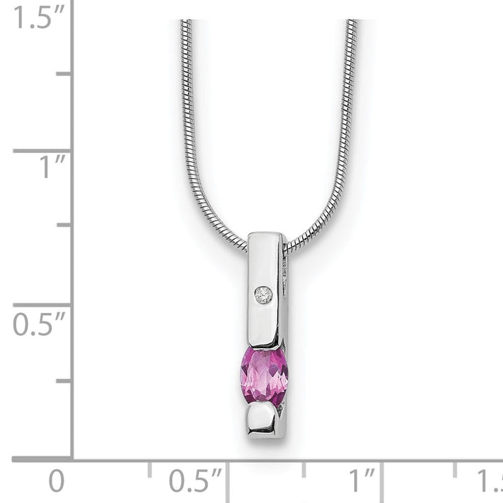 Sterling Silver White Ice Diamond and Pink Tourmaline 20 inch Necklace
