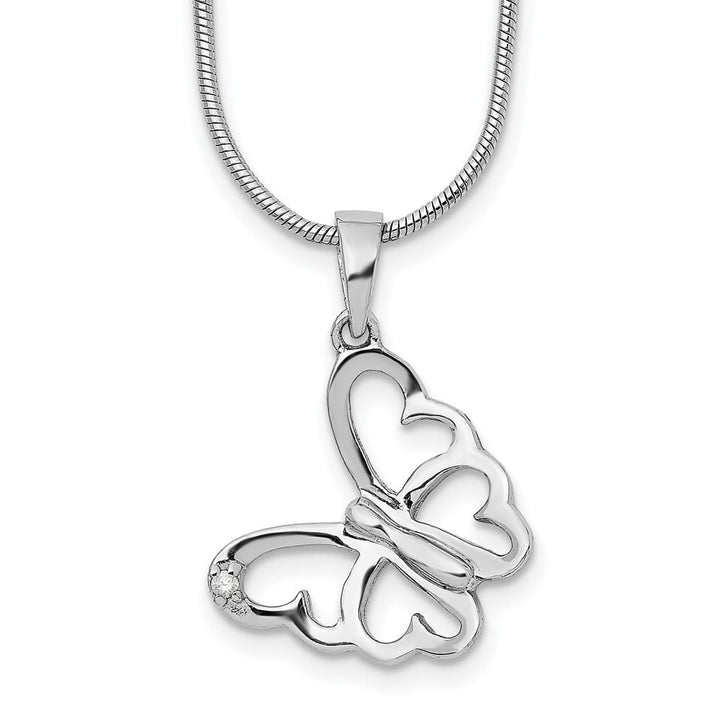 Sterling Silver White Ice Diamond Butterfly 23x16 mm 20 inch Necklace