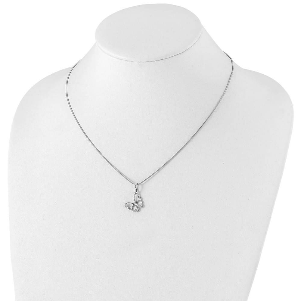 Sterling Silver White Ice Diamond Butterfly 23x16 mm 20 inch Necklace