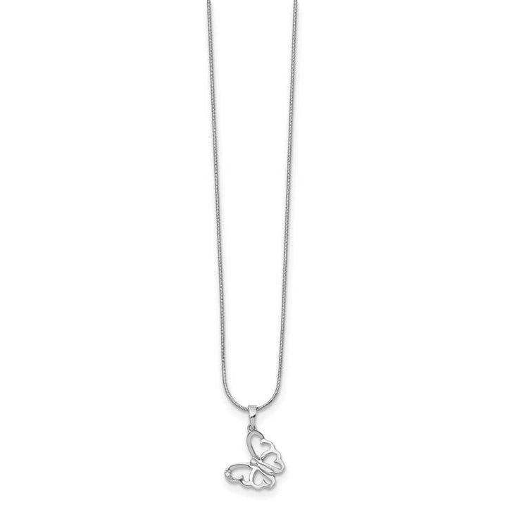 Sterling Silver White Ice Diamond Butterfly 23x16 mm 20 inch Necklace