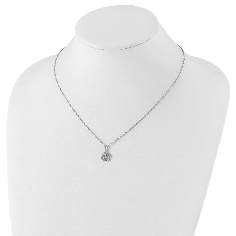 Sterling Silver White Ice Diamond Clover 20 inch Necklace
