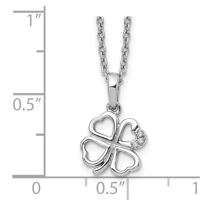 Sterling Silver White Ice Diamond Clover 20 inch Necklace