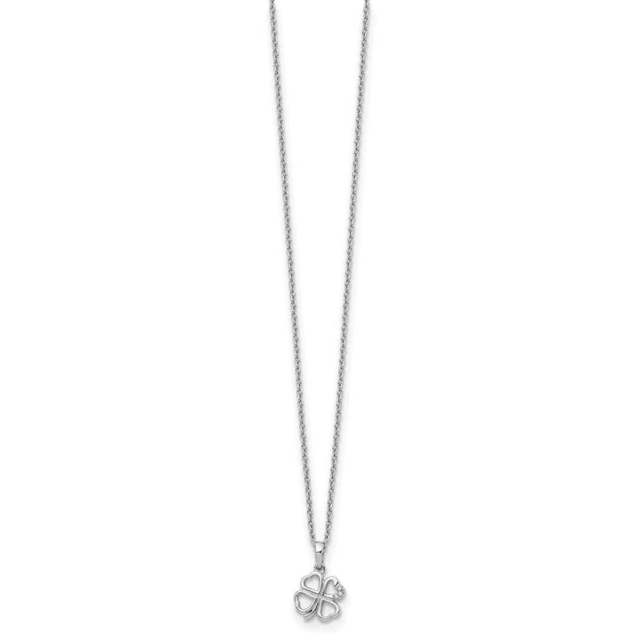 Sterling Silver White Ice Diamond Clover 20 inch Necklace