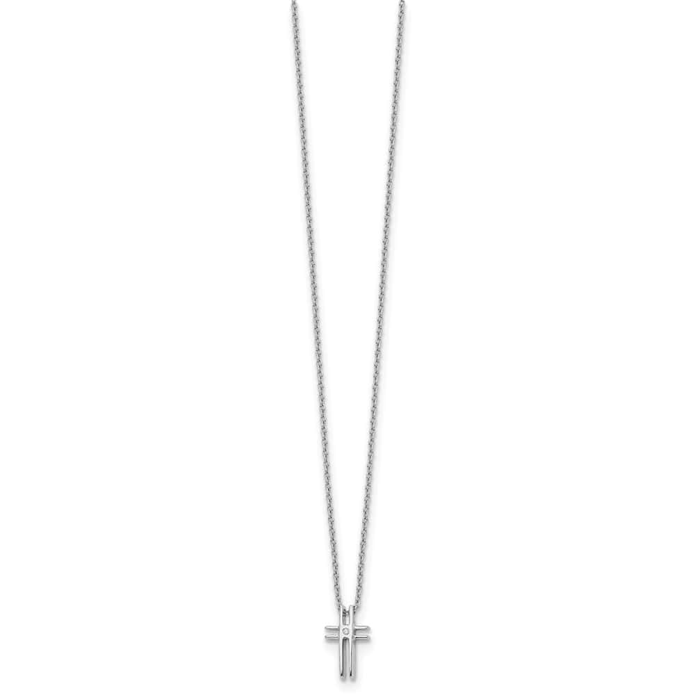 Sterling Silver White Ice Diamond Cross 20 inch Necklace