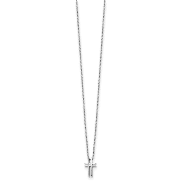 Sterling Silver White Ice Diamond Cross 20 inch Necklace