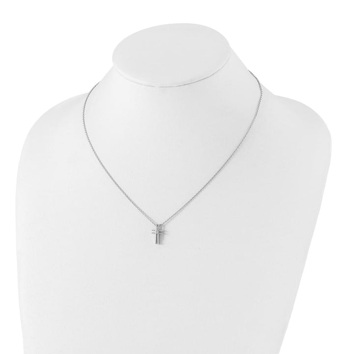 Sterling Silver White Ice Diamond Cross 20 inch Necklace