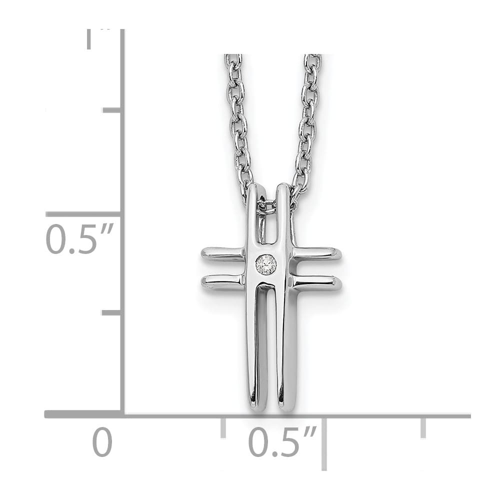 Sterling Silver White Ice Diamond Cross 20 inch Necklace