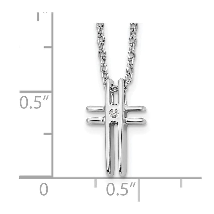 Sterling Silver White Ice Diamond Cross 20 inch Necklace
