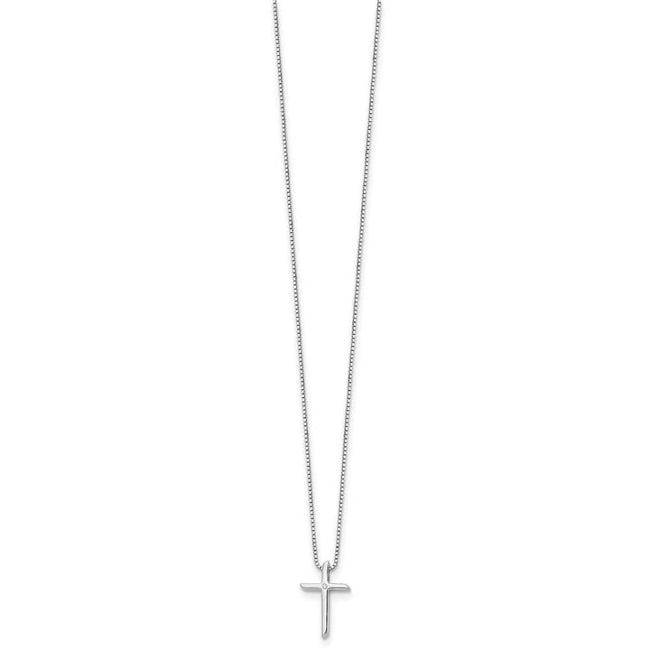 Sterling Silver White Ice Diamond Cross Box Chain 20 inch Necklace