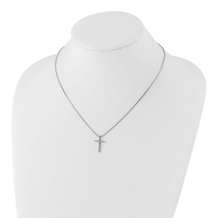 Sterling Silver White Ice Diamond Cross Box Chain 20 inch Necklace