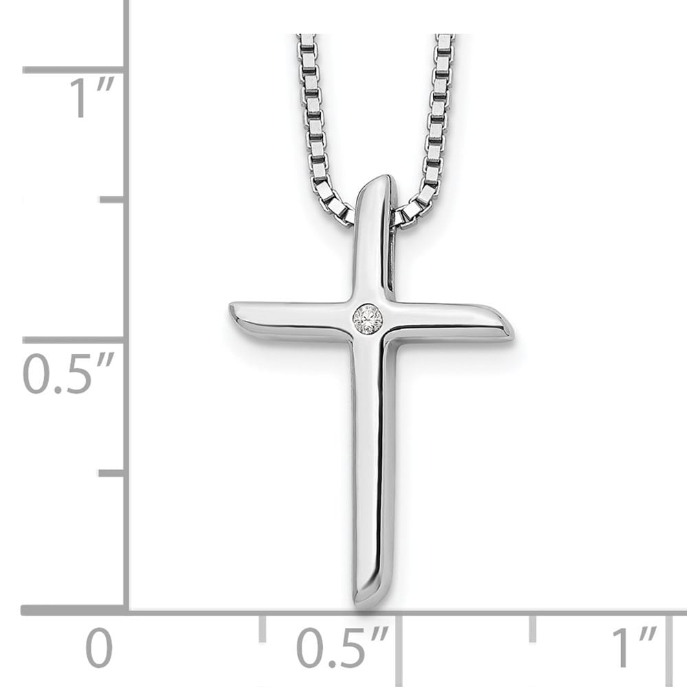 Sterling Silver White Ice Diamond Cross Box Chain 20 inch Necklace