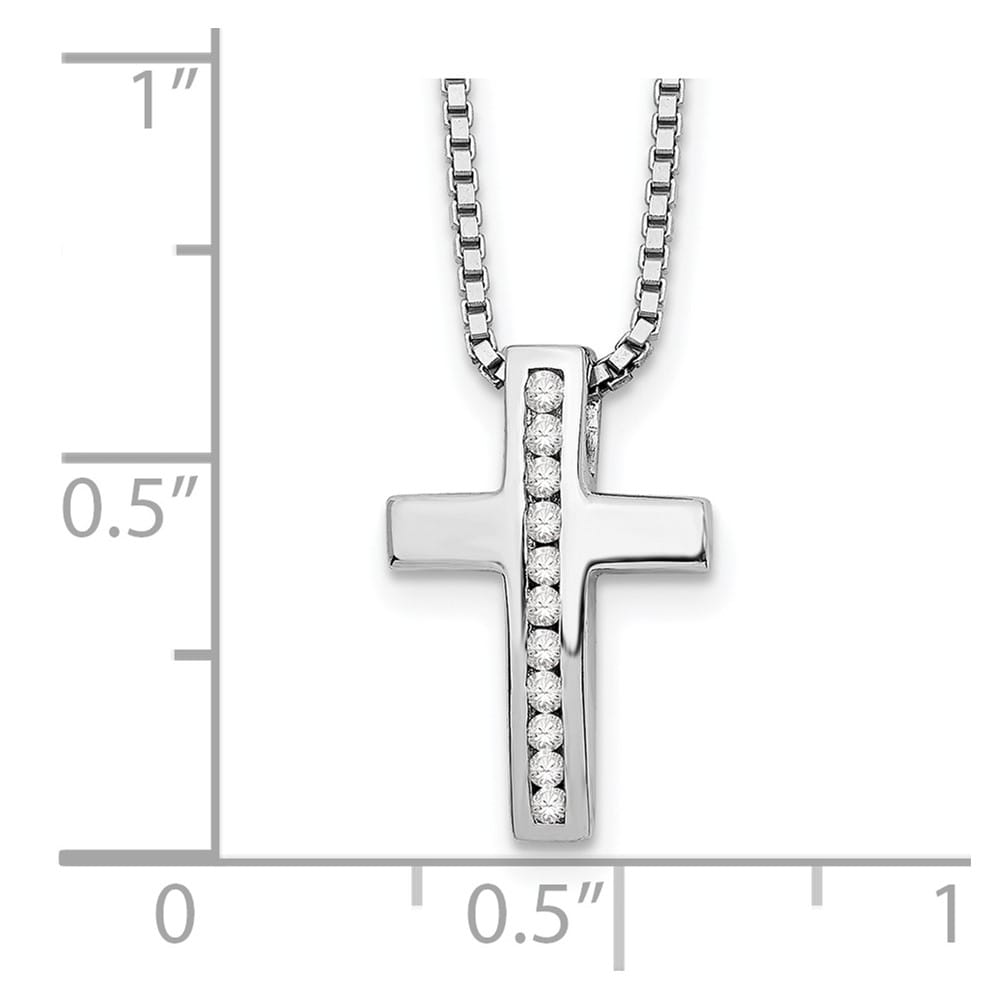 Sterling Silver White Ice Diamond Cross Slide Pendant 20 inch Necklace