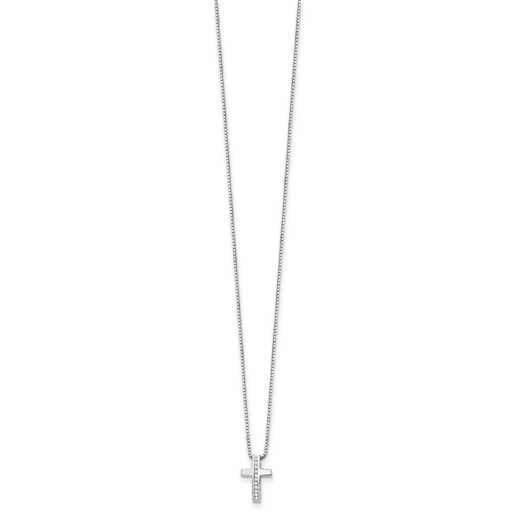 Sterling Silver White Ice Diamond Cross Slide Pendant 20 inch Necklace