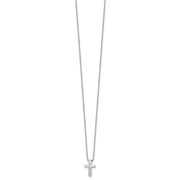 Sterling Silver White Ice Diamond Cross Slide Pendant 20 inch Necklace