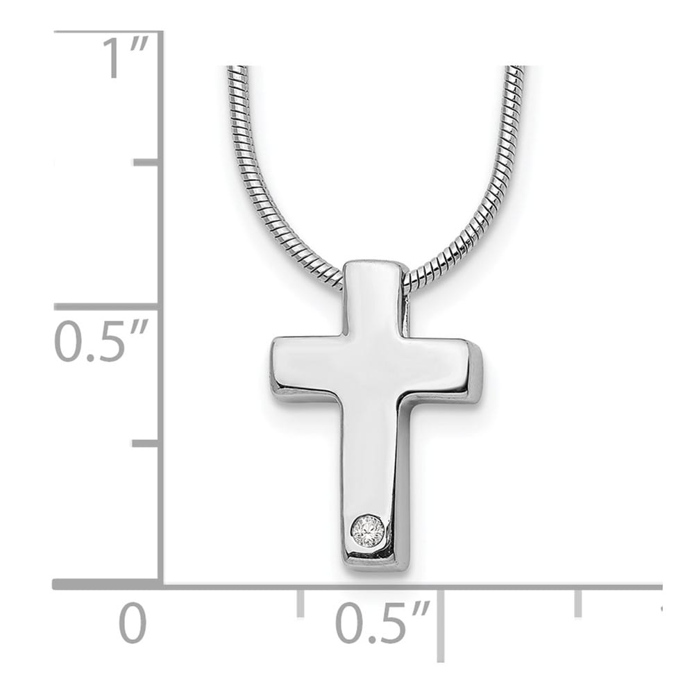 Sterling Silver White Ice Diamond Cross Snake Chain 20 inch Necklace