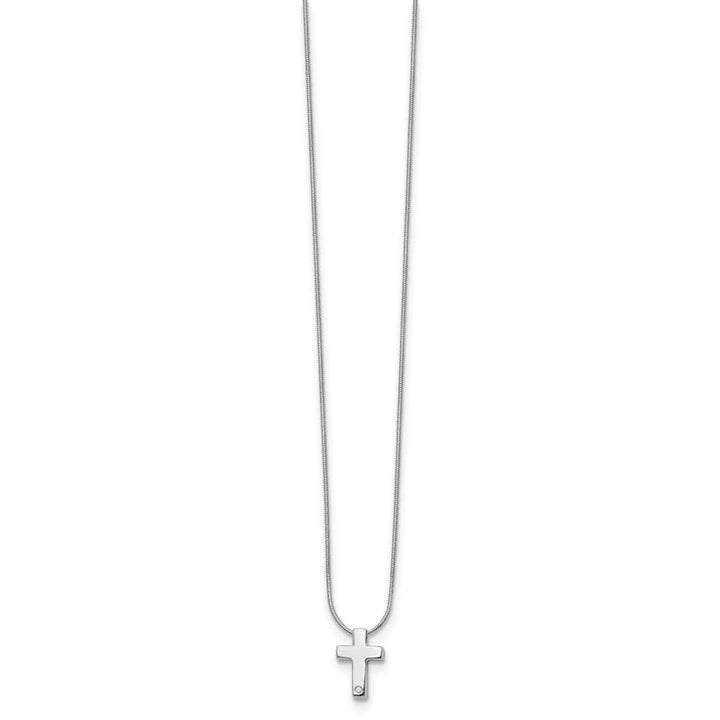 Sterling Silver White Ice Diamond Cross Snake Chain 20 inch Necklace
