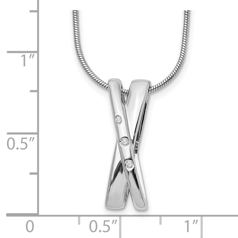 Sterling Silver White Ice Diamond Crossover 20 inch Necklace