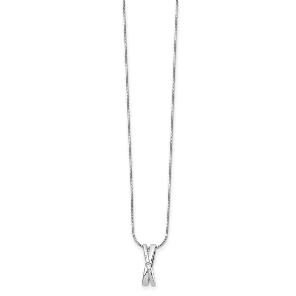 Sterling Silver White Ice Diamond Crossover 20 inch Necklace