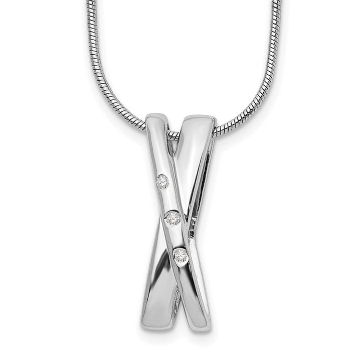 Sterling Silver White Ice Diamond Crossover 20 inch Necklace