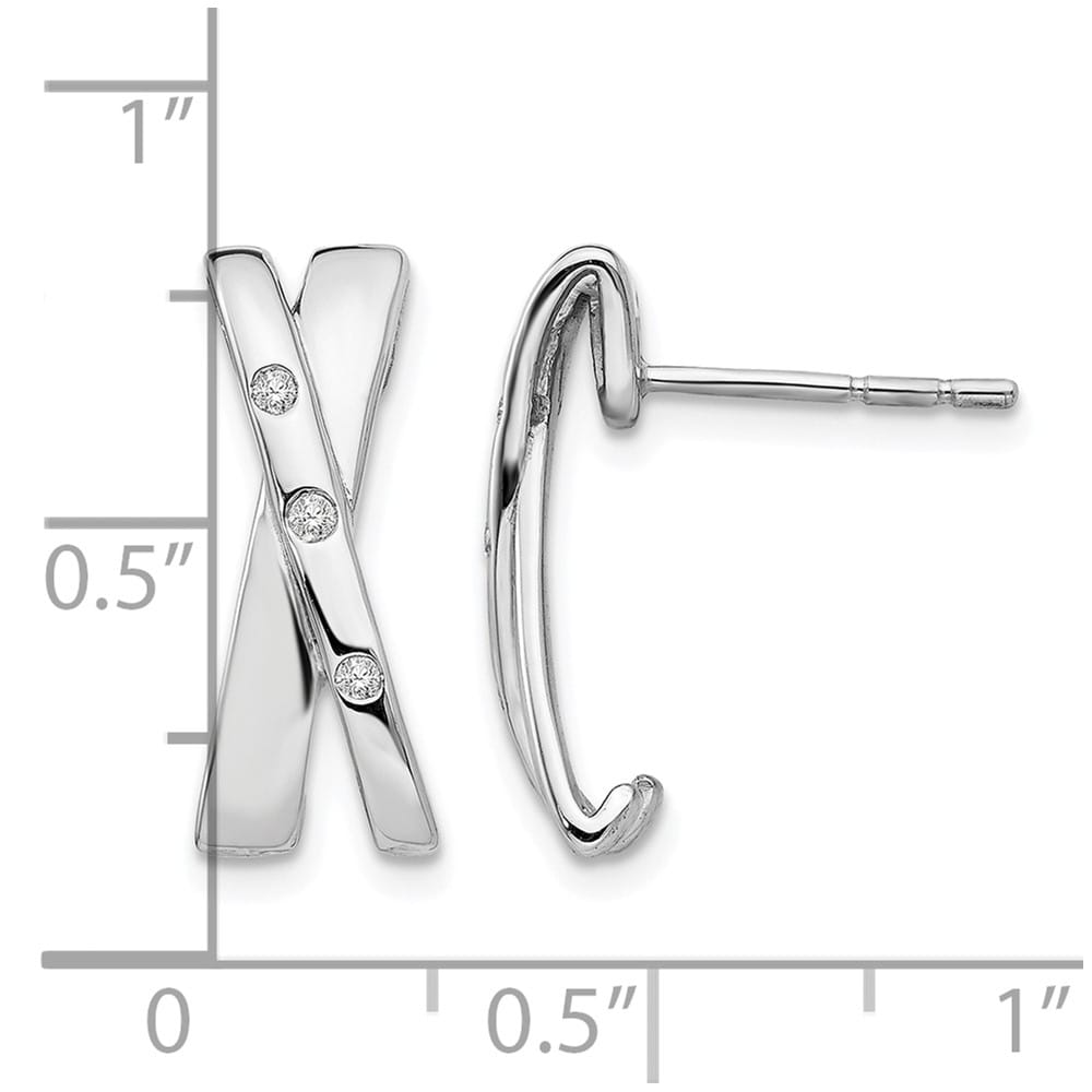 Sterling Silver White Ice Diamond Crossover Post Earrings, view 4 of 7