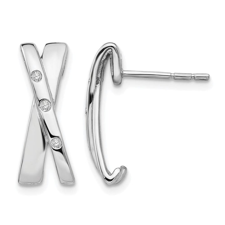 Sterling Silver White Ice Diamond Crossover Post Earrings, view 1 of 7
