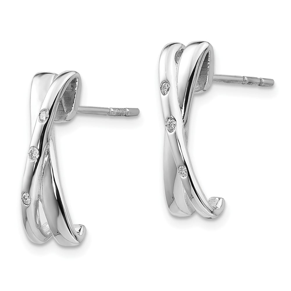 Sterling Silver White Ice Diamond Crossover Post Earrings, view 2 of 7