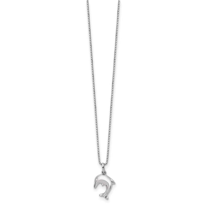 Sterling Silver White Ice Diamond Dolphin 18 inch Necklace