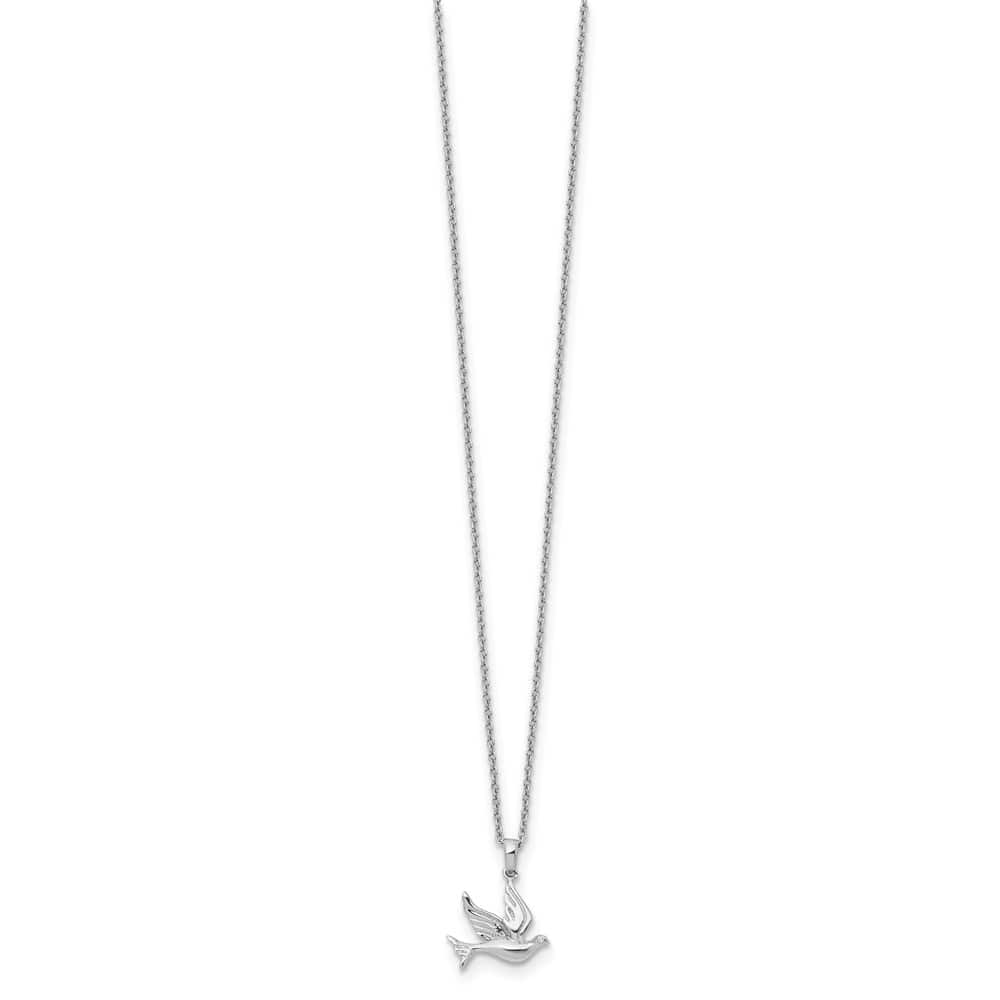 Sterling Silver White Ice Diamond Dove 20 inch Necklace