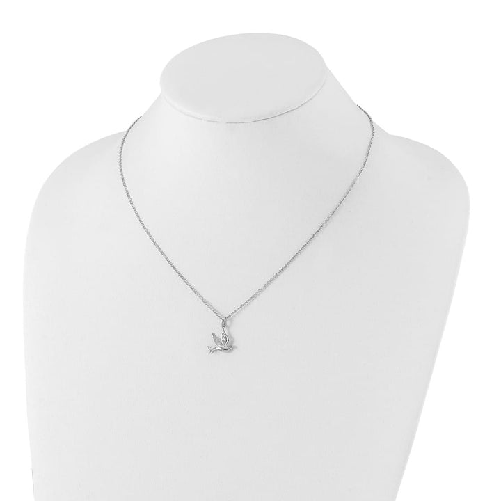 Sterling Silver White Ice Diamond Dove 20 inch Necklace