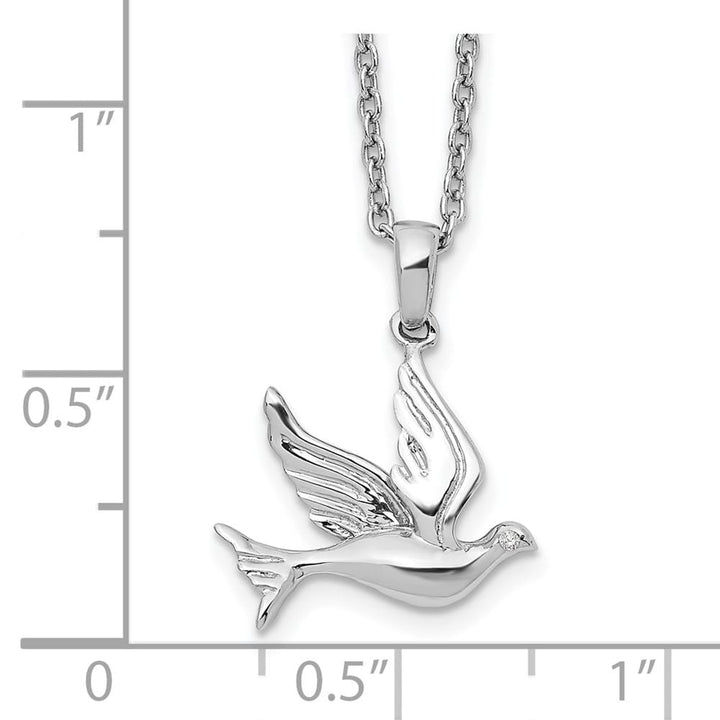 Sterling Silver White Ice Diamond Dove 20 inch Necklace