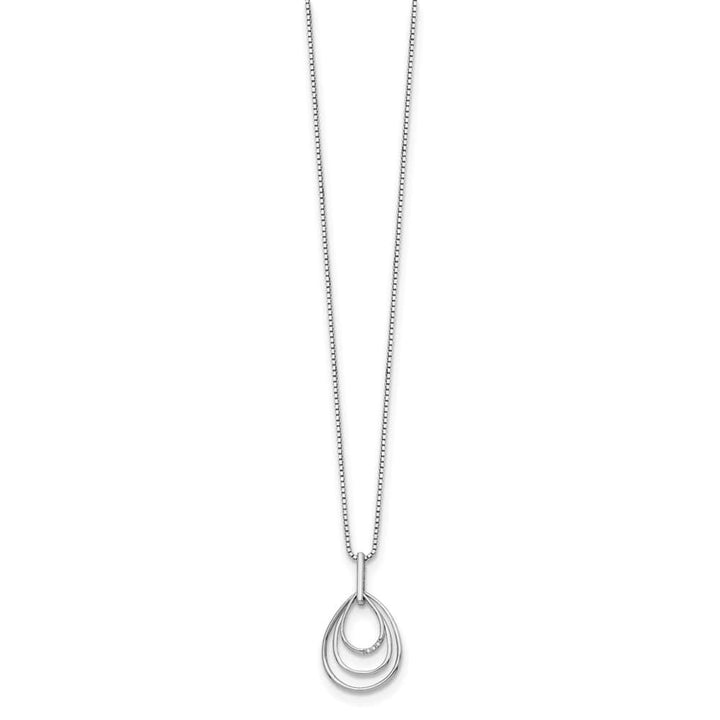 Sterling Silver White Ice Diamond Fancy Teardrop 20 inch Necklace