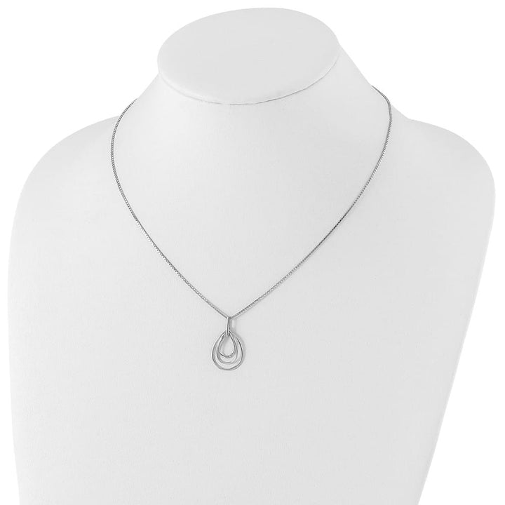 Sterling Silver White Ice Diamond Fancy Teardrop 20 inch Necklace