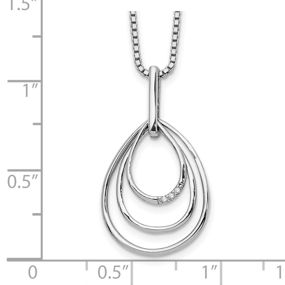 Sterling Silver White Ice Diamond Fancy Teardrop 20 inch Necklace