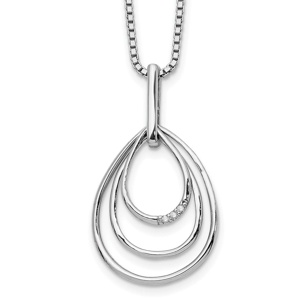 Sterling Silver White Ice Diamond Fancy Teardrop 20 inch Necklace