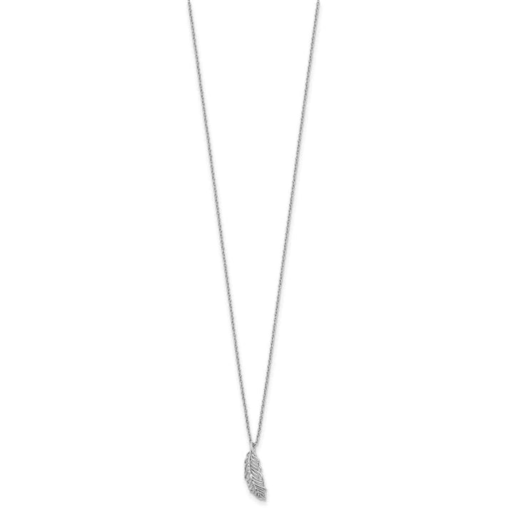 Sterling Silver White Ice Diamond Feather 20 inch Necklace