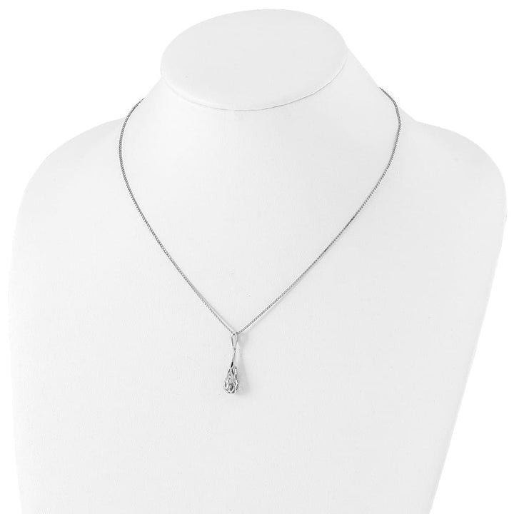 Sterling Silver White Ice Diamond Filigree Teardrop 20 inch Necklace