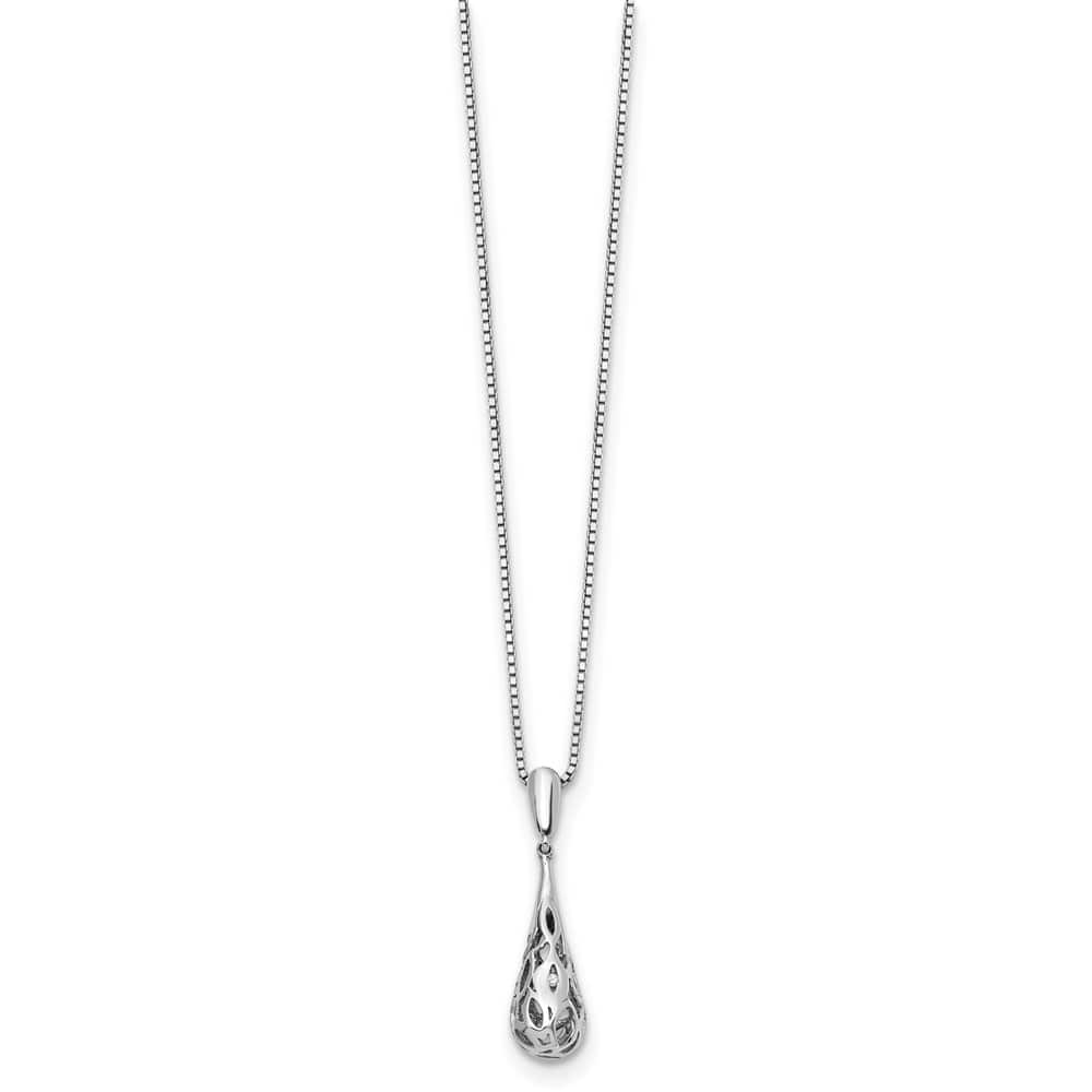 Sterling Silver White Ice Diamond Filigree Teardrop 20 inch Necklace