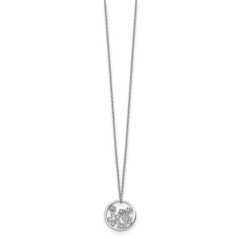 Sterling Silver White Ice Diamond Flower 19x19 mm 20 inch Necklace