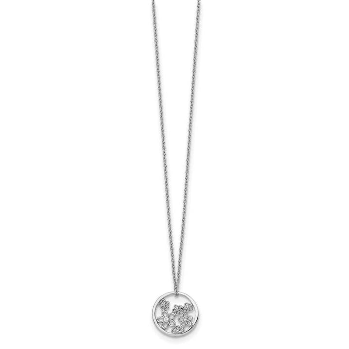 Sterling Silver White Ice Diamond Flower 19x19 mm 20 inch Necklace