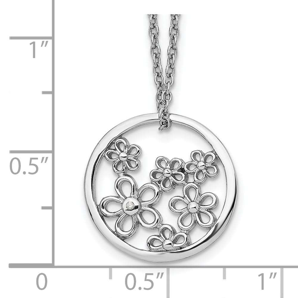 Sterling Silver White Ice Diamond Flower 19x19 mm 20 inch Necklace
